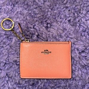 Coach key chain cardholder in coral